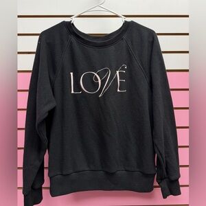 Victoria's Secret Black Sweater with Pink Love Design